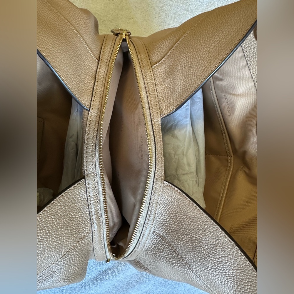 Coach Pebble Leather Eddie Shoulder Bag in Light Beechwood Color - Picture 9 of 14
